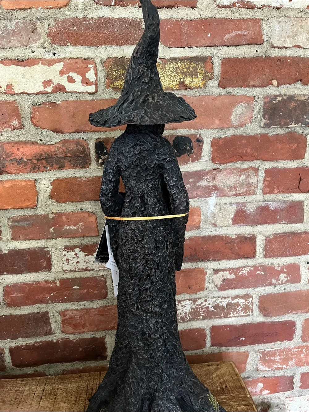 Black Witch Figurine Holding Pumpkin Accent - Holiday Tabletop Decor